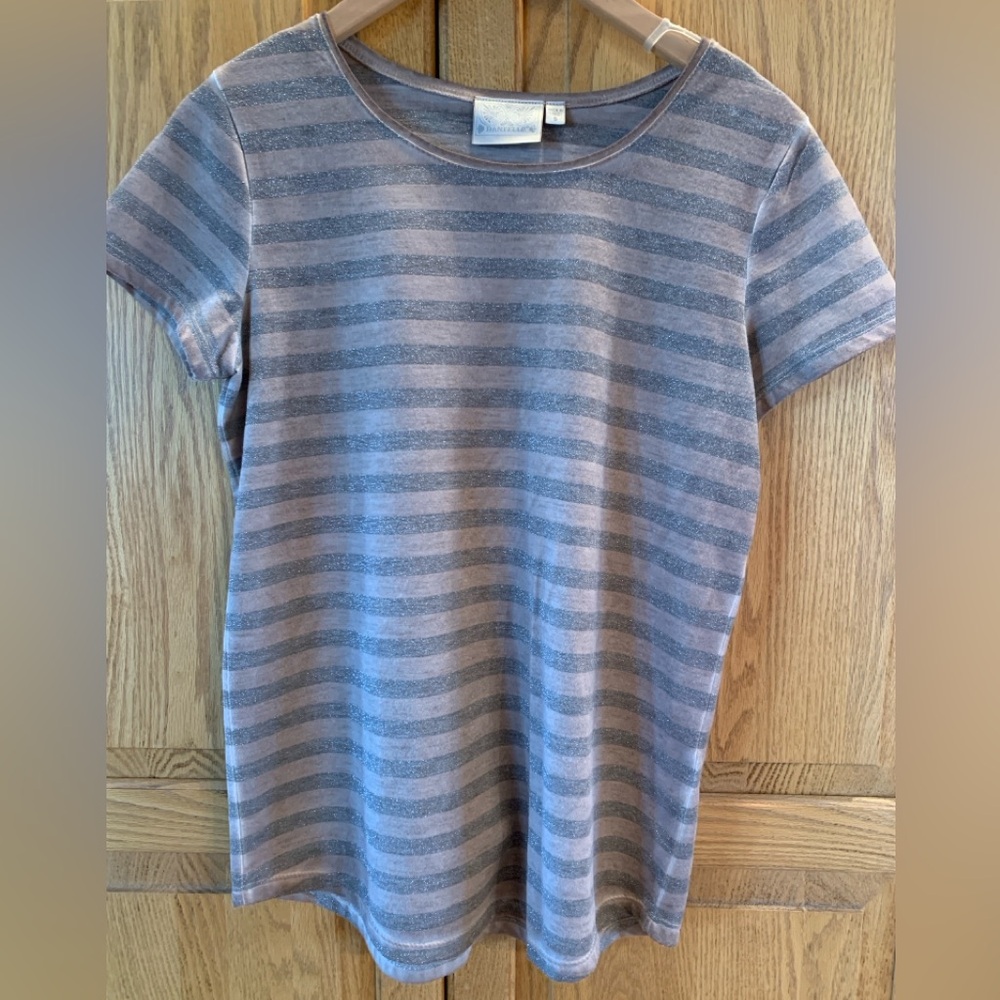 Striped Silver and Tan T-Shirt